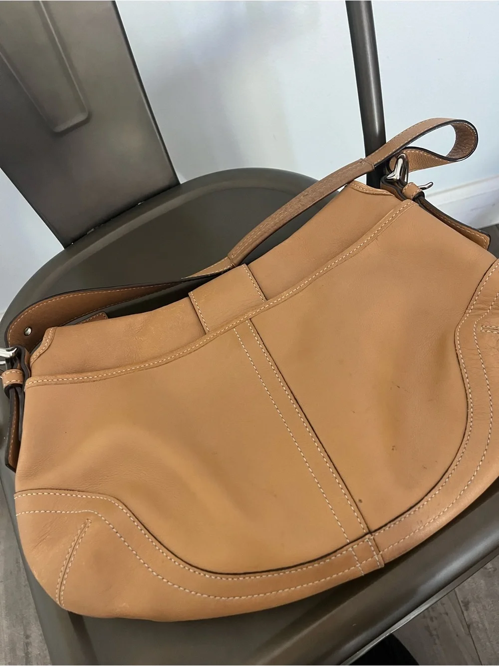 Coach Vintage Soho Leather Buckle Flap Shoulder Bag in Tan